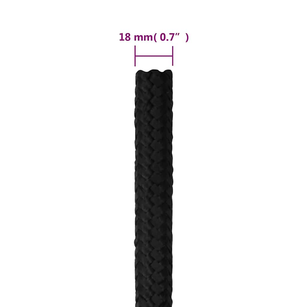 teljesen fekete polipropilén hajókötél 18 mm 25 m