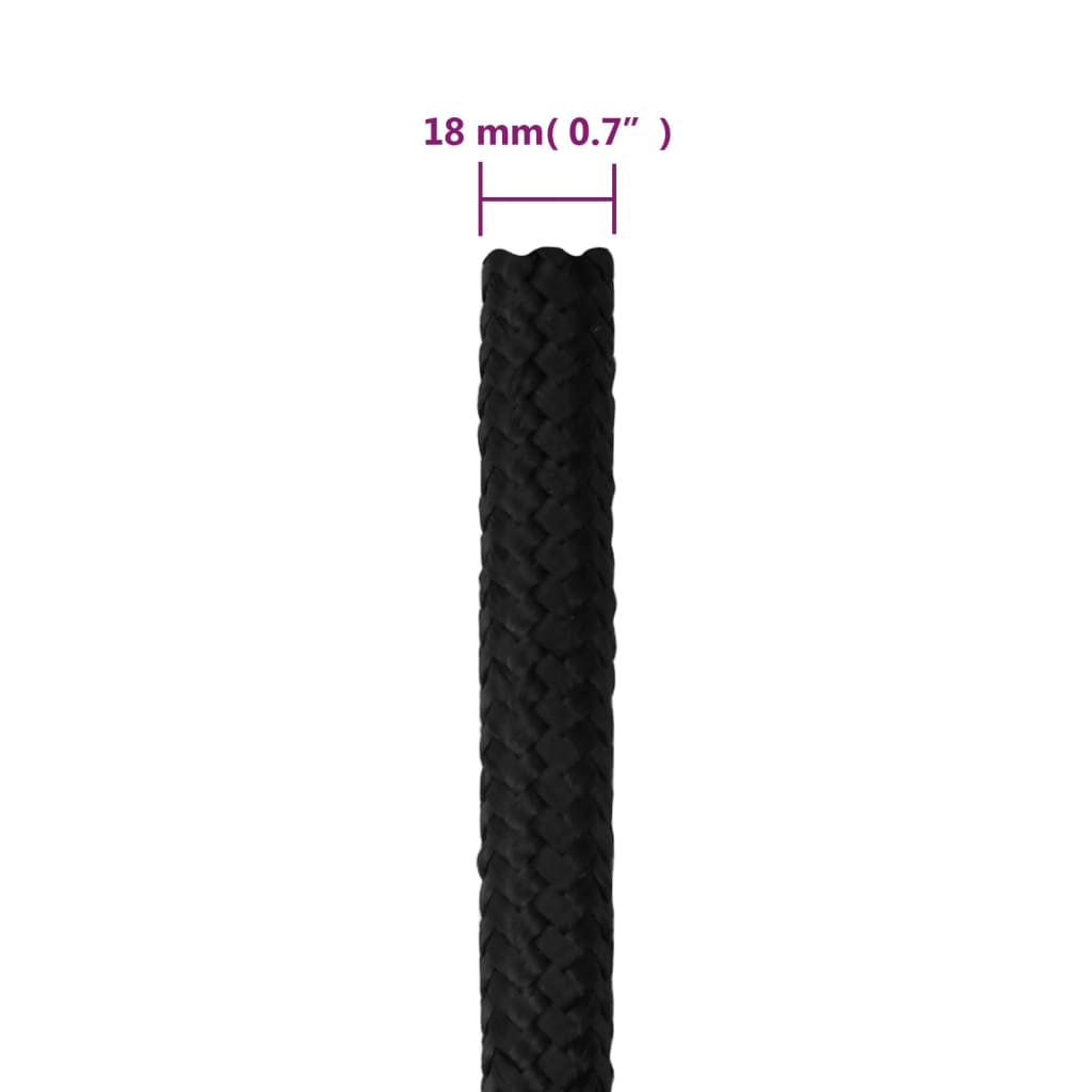 teljesen fekete polipropilén hajókötél 18 mm 100 m