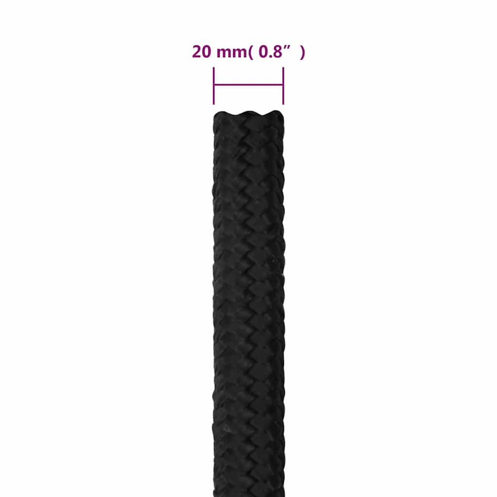 teljesen fekete polipropilén hajókötél 20 mm 25 m