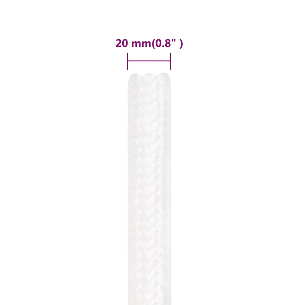teljesen fehér polipropilén hajókötél 20 mm 25 m