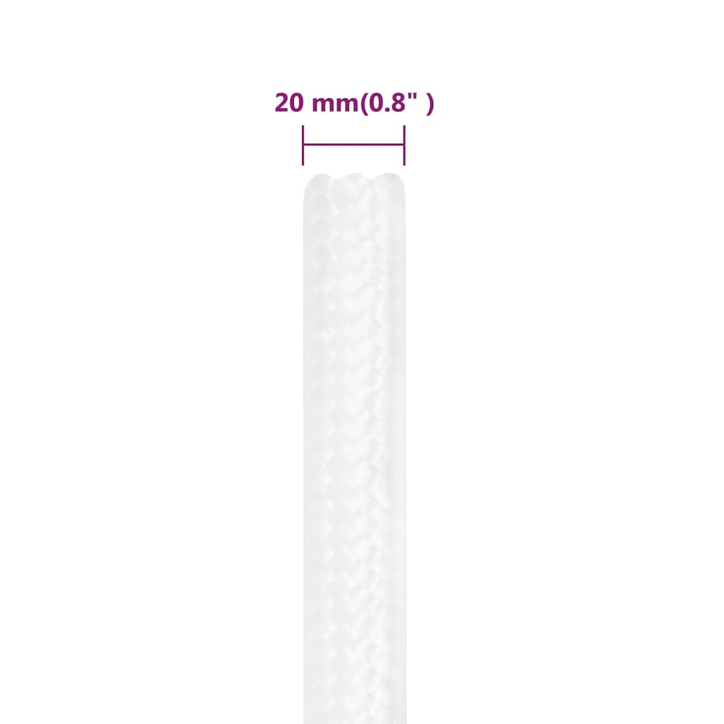 teljesen fehér polipropilén hajókötél 20 mm 50 m