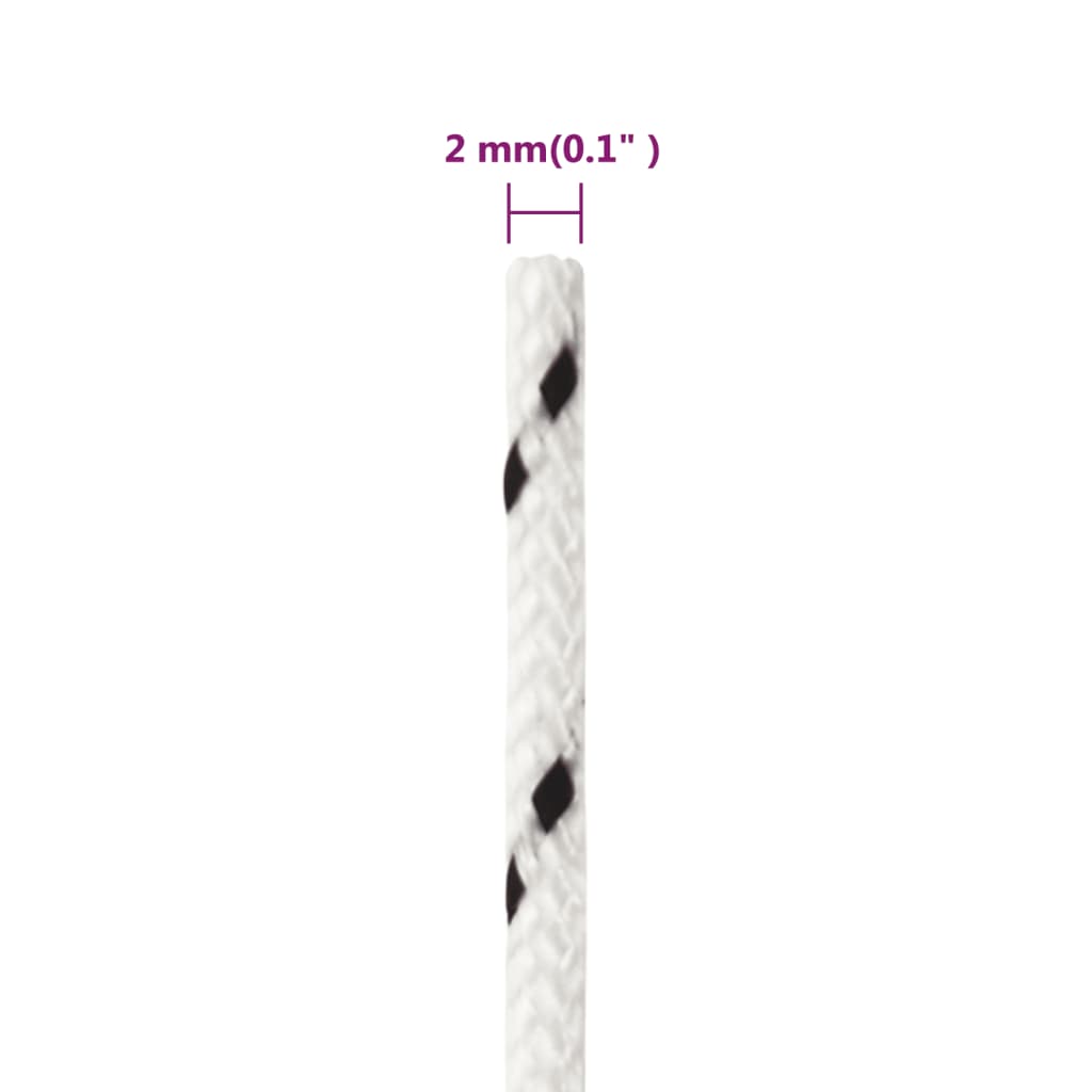 fehér poliészter fonott csónakkötél 2 mm x 50 m