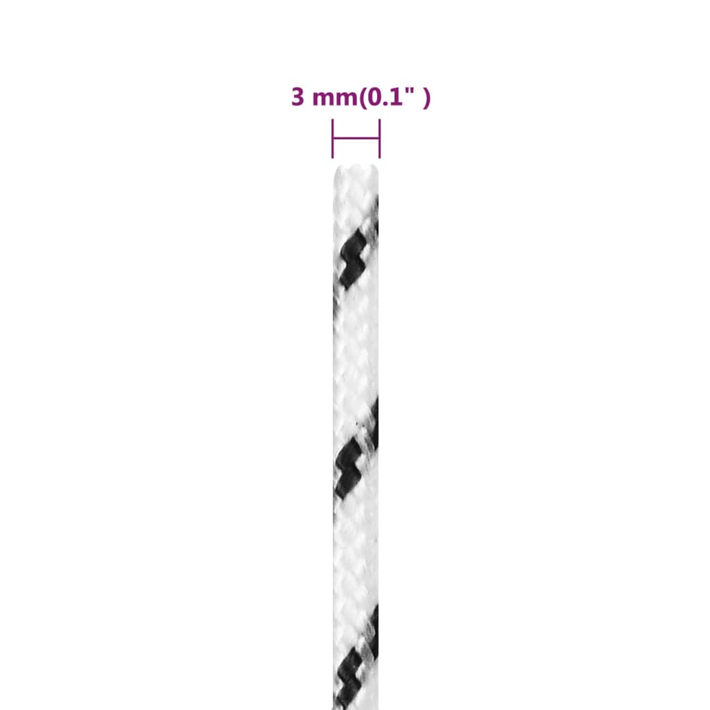 fehér poliészter fonott csónakkötél 3 mm x 250 m