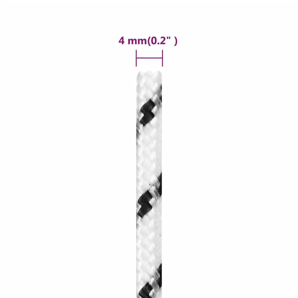 fehér poliészter fonott csónakkötél 4 mm x 25 m