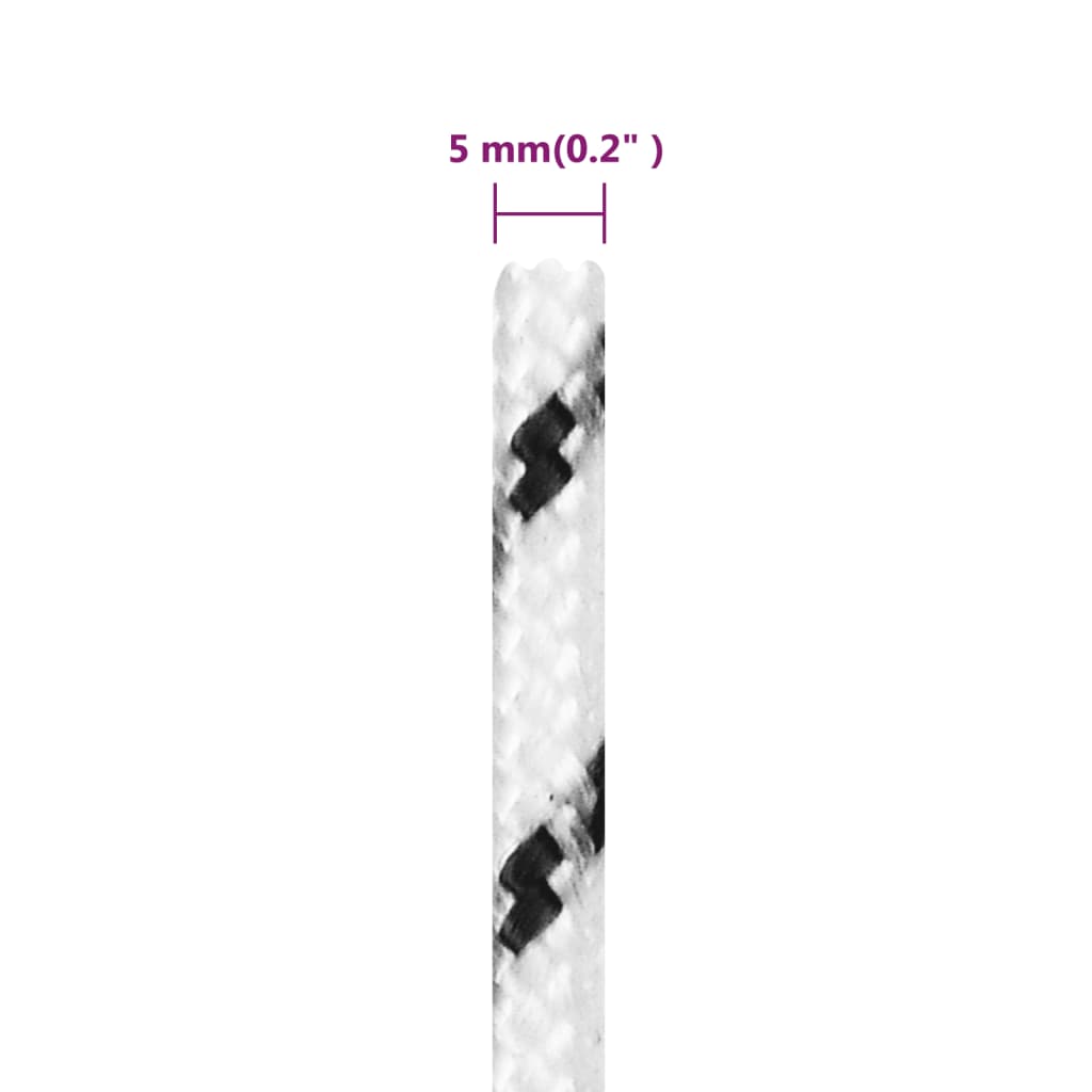 fehér poliészter fonott csónakkötél 5 mm x 25 m