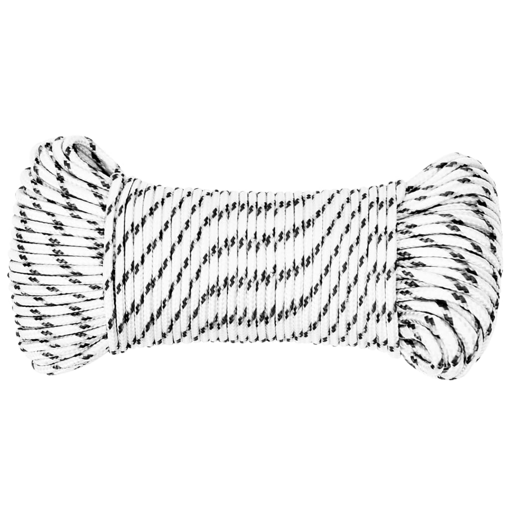 fehér poliészter fonott csónakkötél 5 mm x 50 m