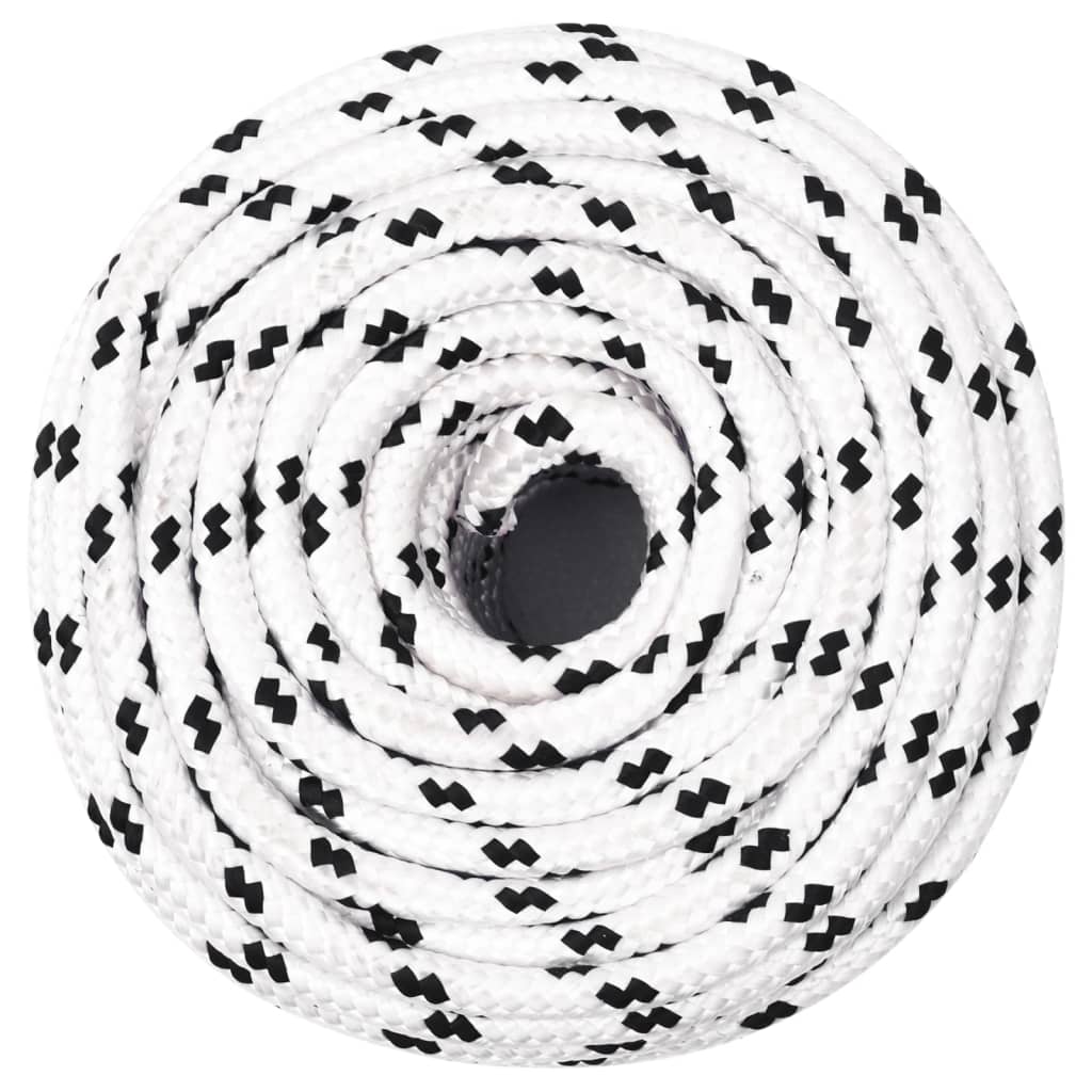 fehér poliészter fonott csónakkötél 6 mm x 25 m