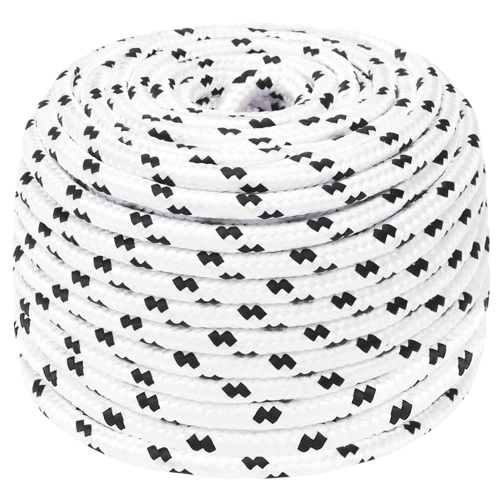 fehér poliészter fonott csónakkötél 10 mm x 25 m