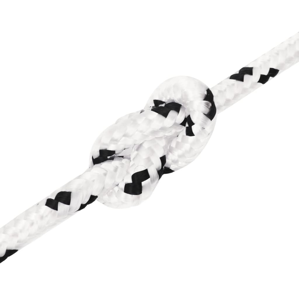 fehér poliészter fonott csónakkötél 10 mm x 25 m