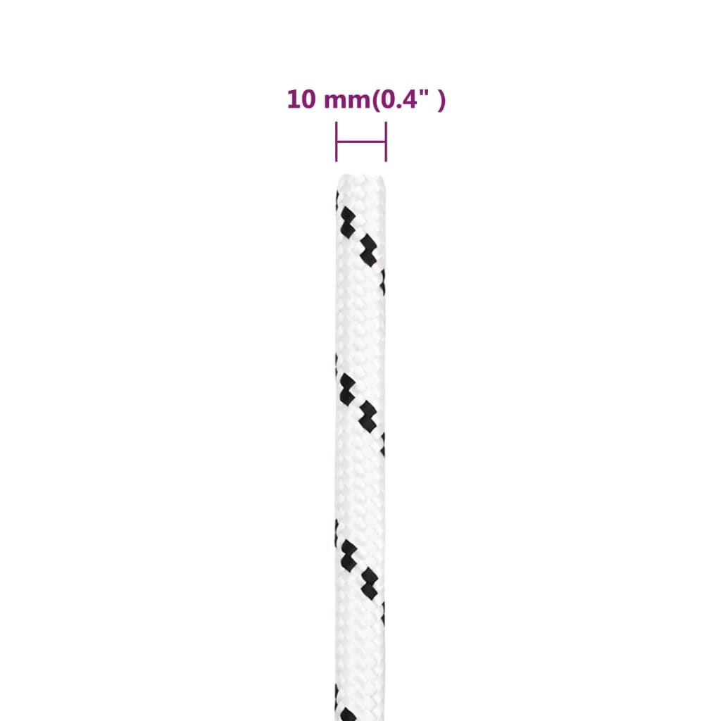 fehér poliészter fonott csónakkötél 10 mm x 25 m