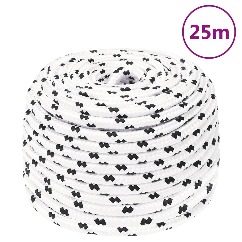 fehér poliészter fonott csónakkötél 10 mm x 25 m