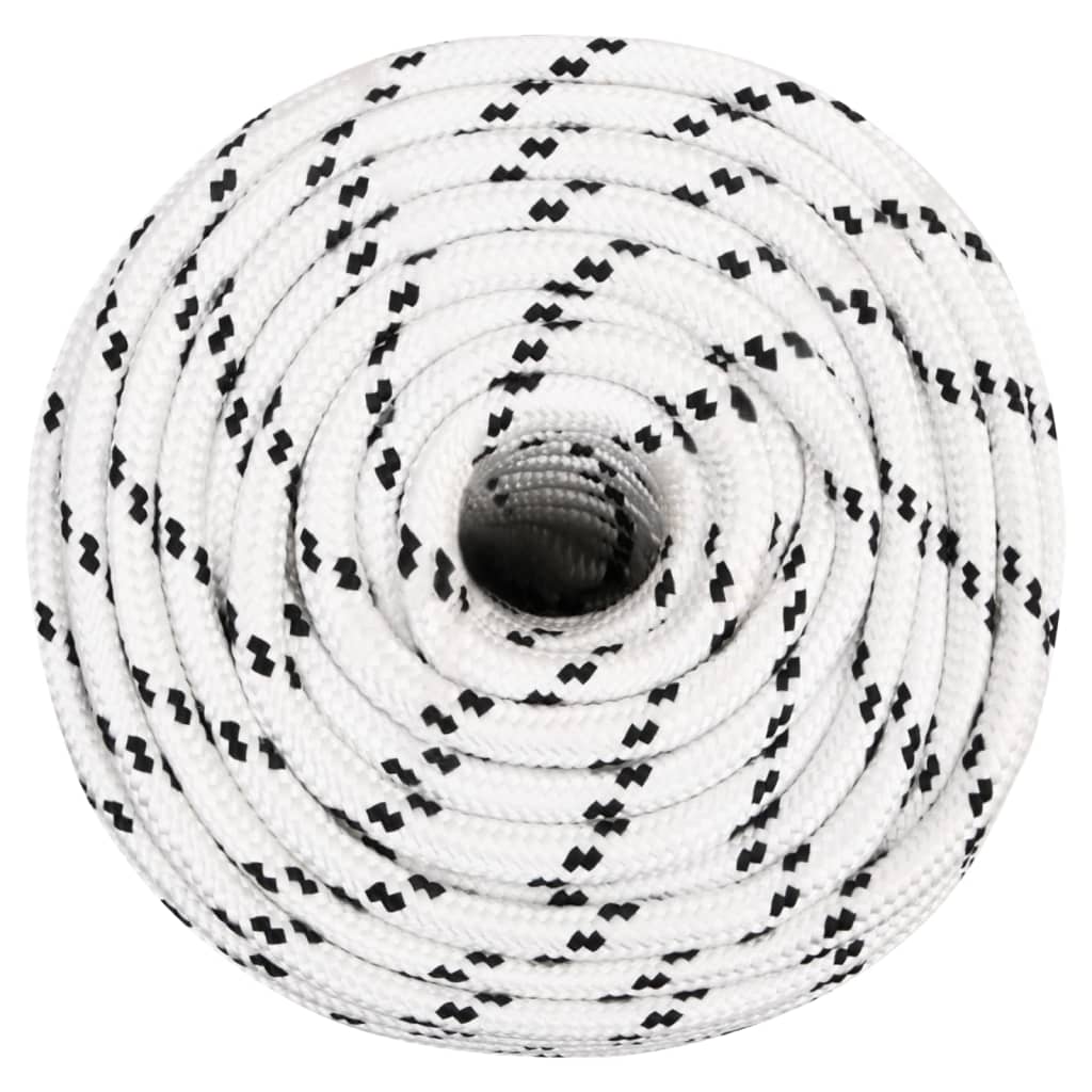 fehér poliészter fonott csónakkötél 12 mm x 25 m