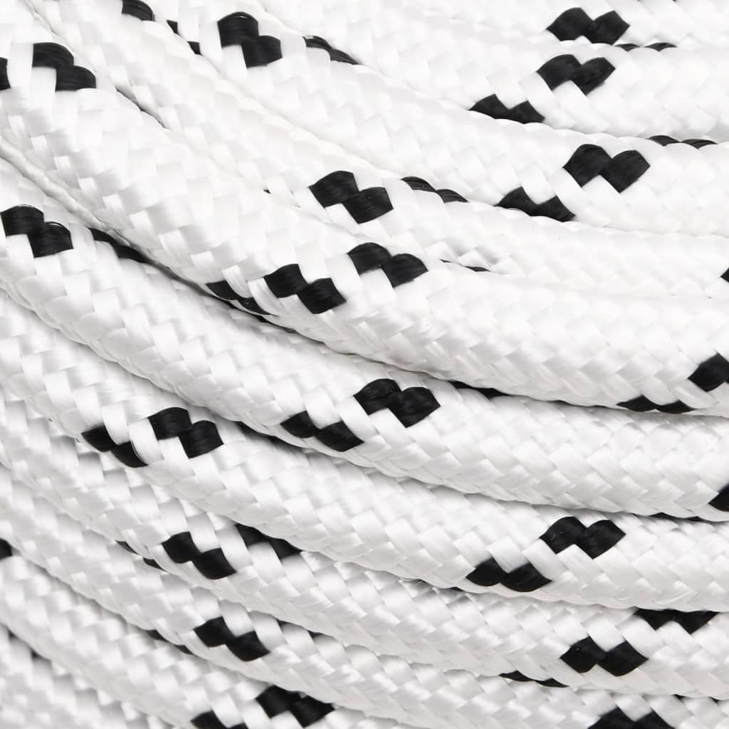 fehér poliészter fonott csónakkötél 12 mm x 25 m