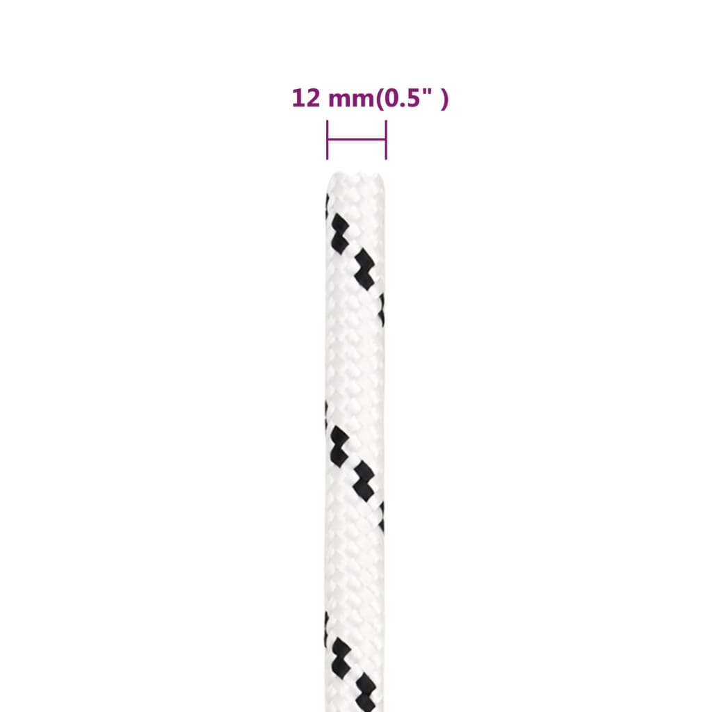 fehér poliészter fonott csónakkötél 12 mm x 25 m