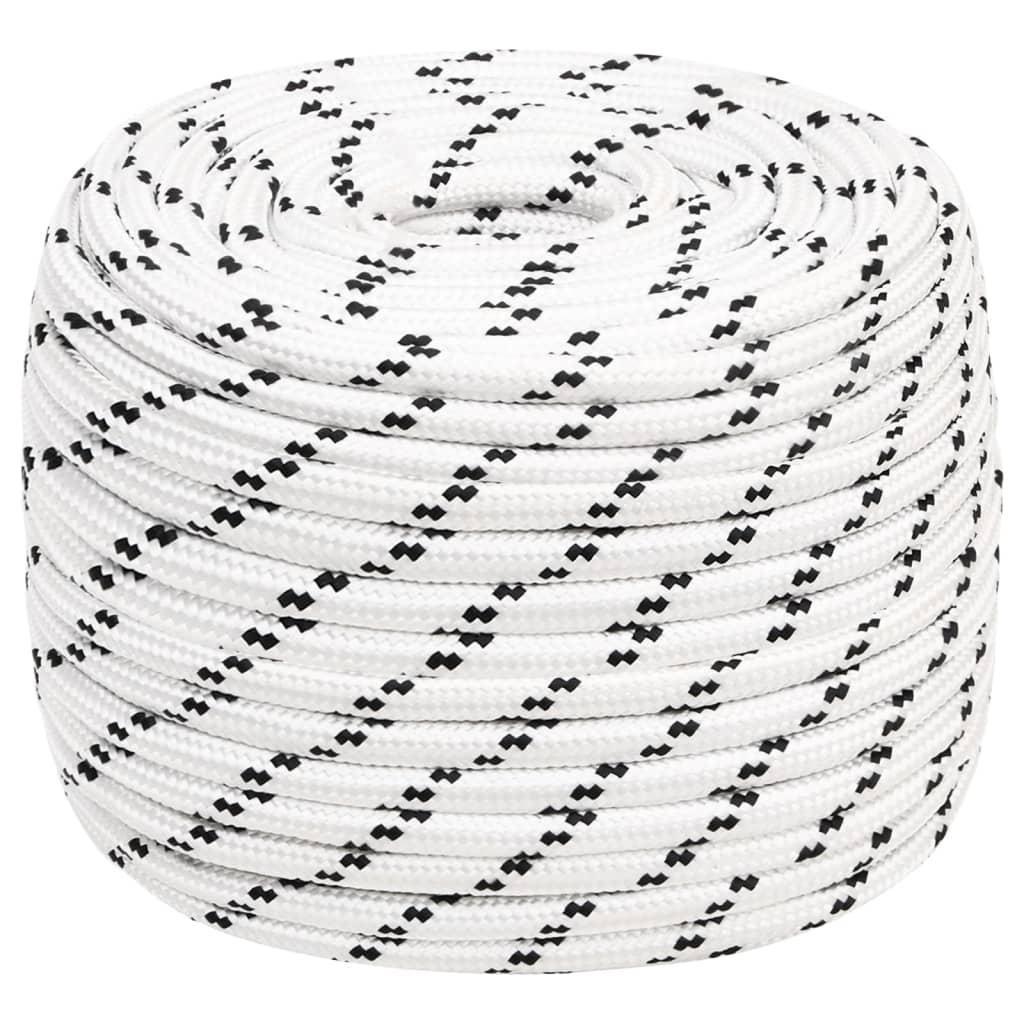 fehér poliészter fonott csónakkötél 14 mm x 250 m