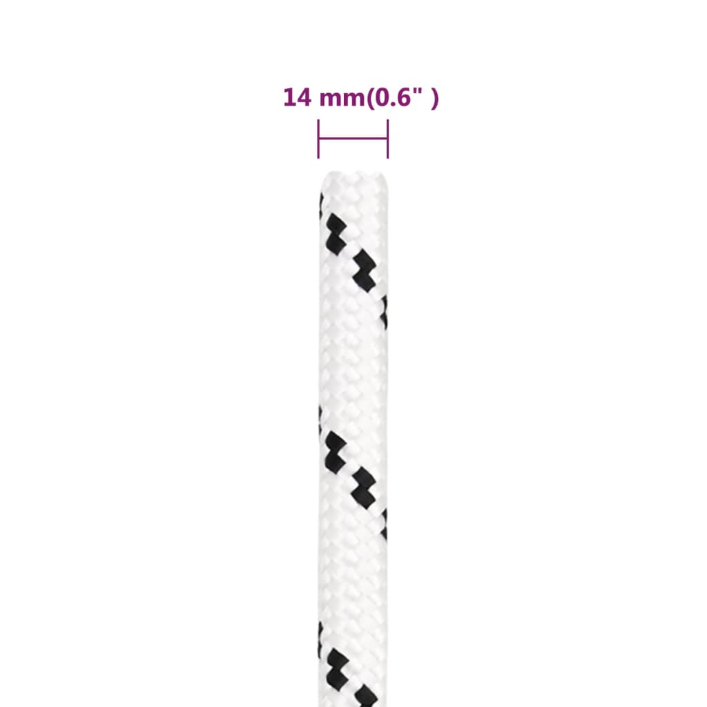 fehér poliészter fonott csónakkötél 14 mm x 250 m