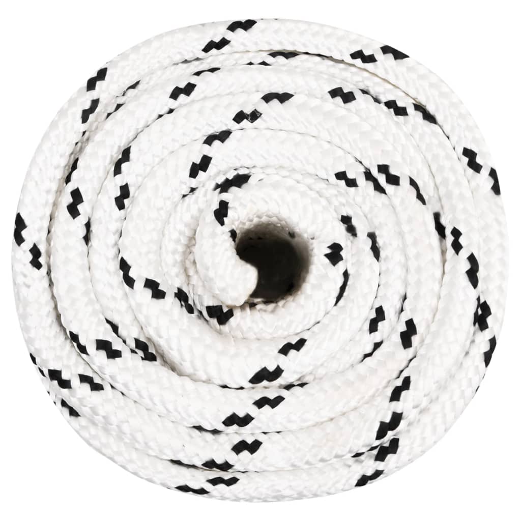 fehér poliészter fonott csónakkötél 16 mm x 25 m