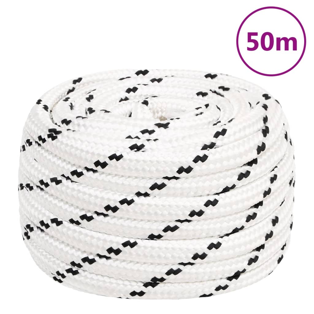 fehér poliészter fonott csónakkötél 16 mm x 50 m