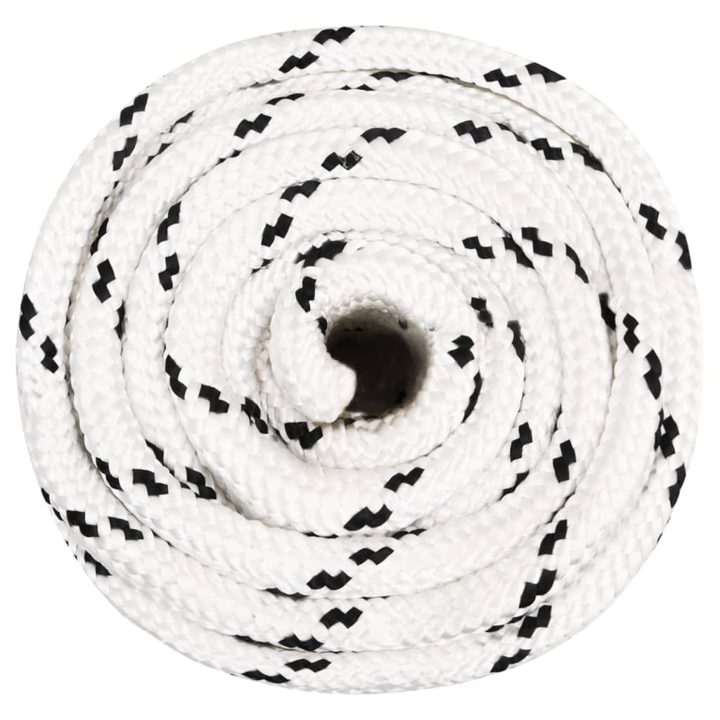 fehér poliészter fonott csónakkötél 18 mm x 25 m