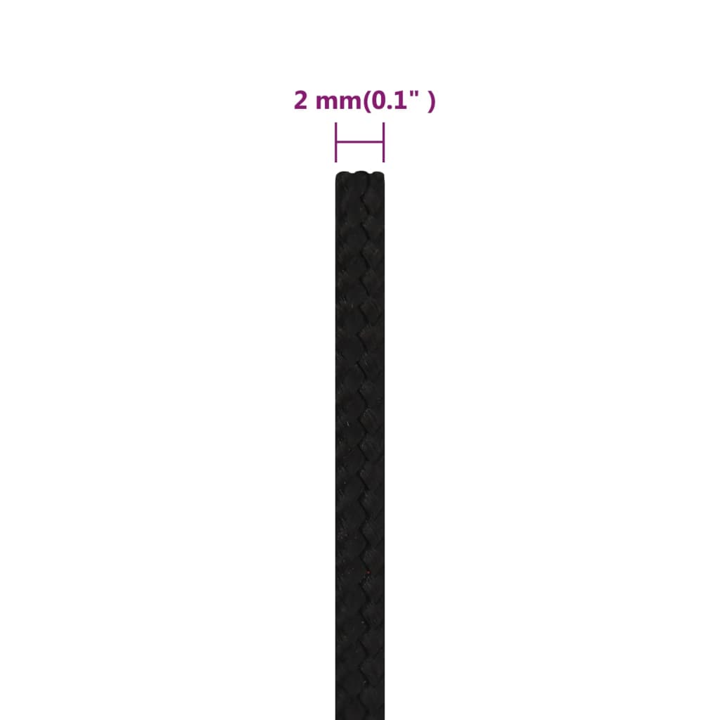 fekete poliészter munkakötél 2 mm 250 m