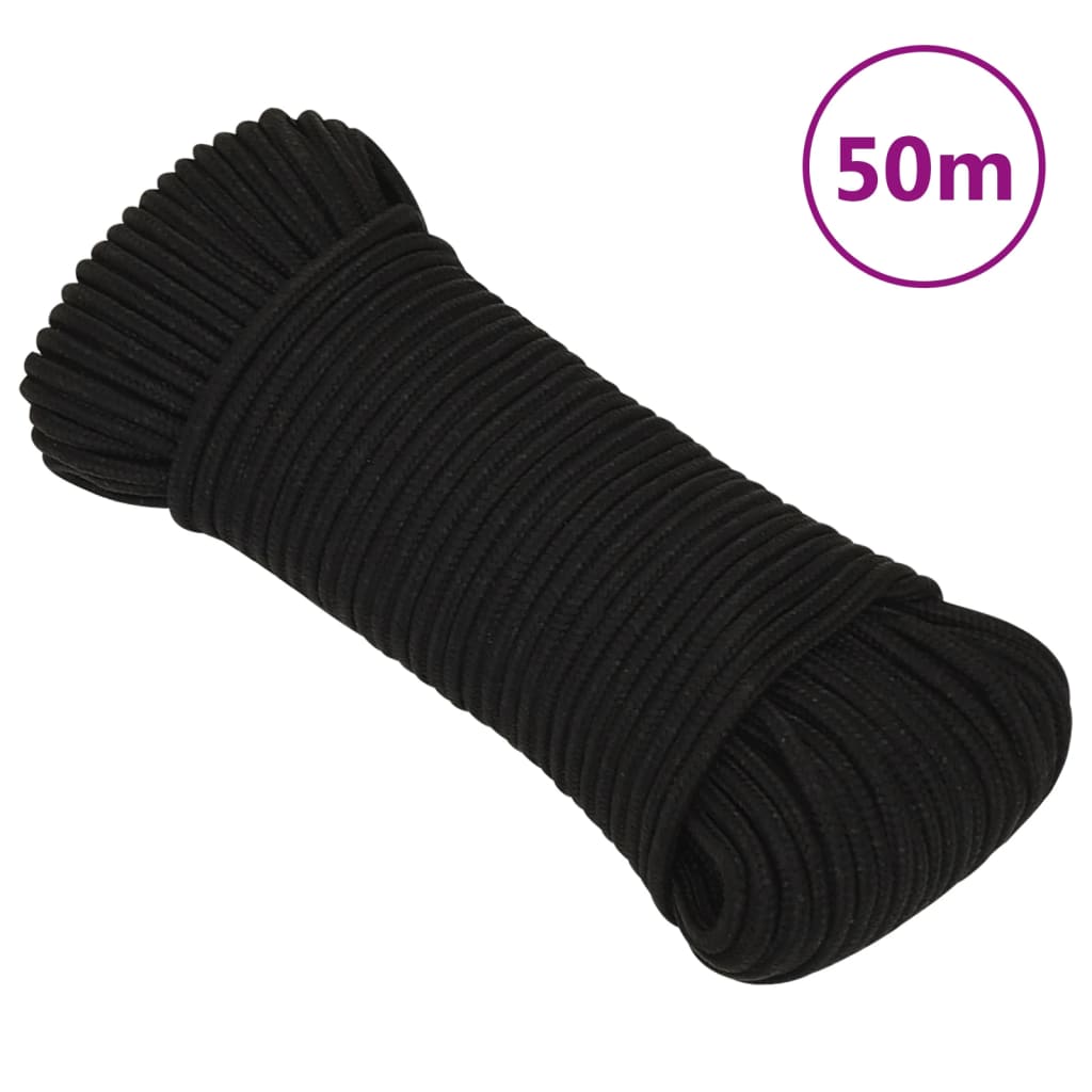 fekete poliészter munkakötél 4 mm 50 m