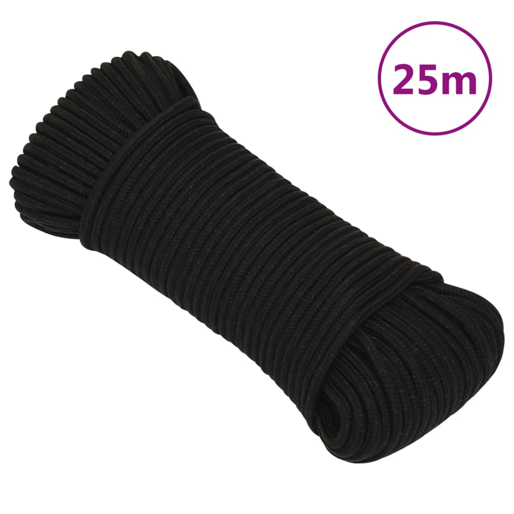 fekete poliészter munkakötél 5 mm 25 m