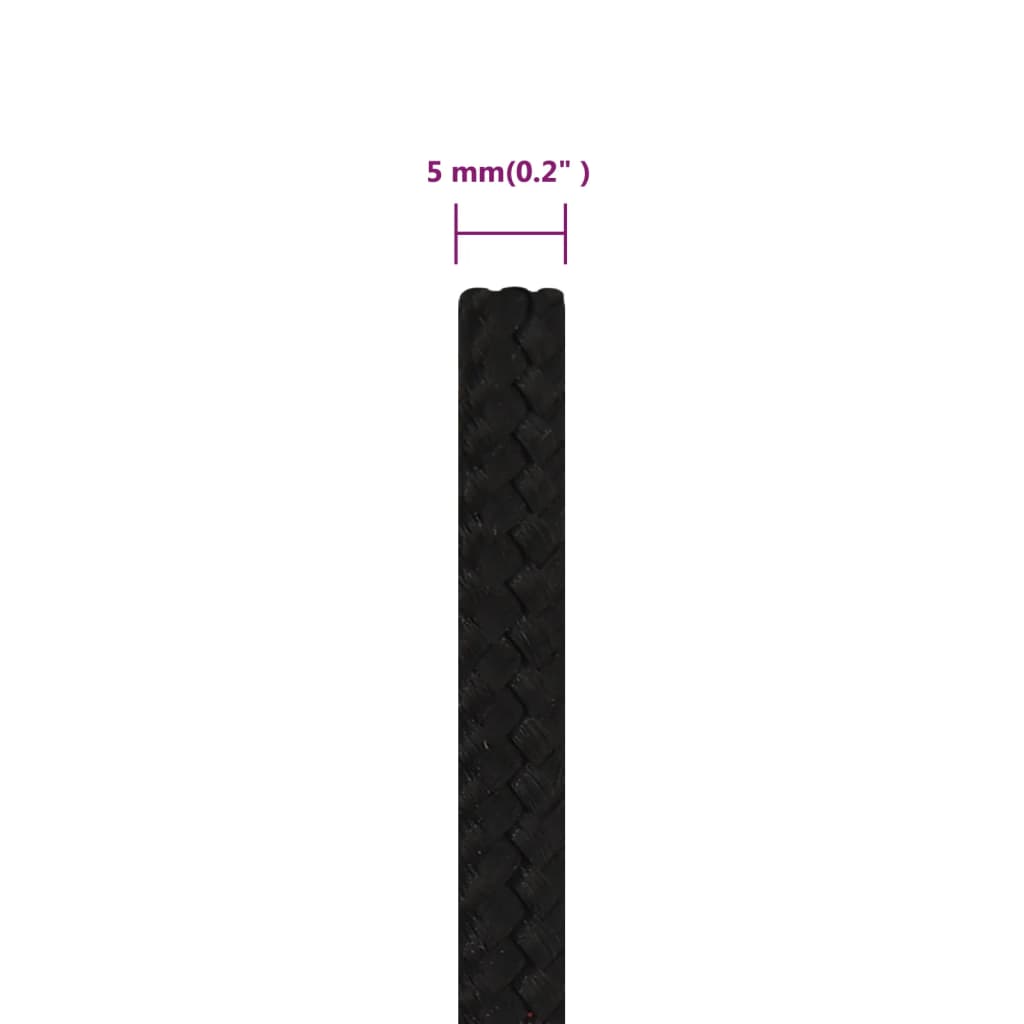 fekete poliészter munkakötél 5 mm 25 m