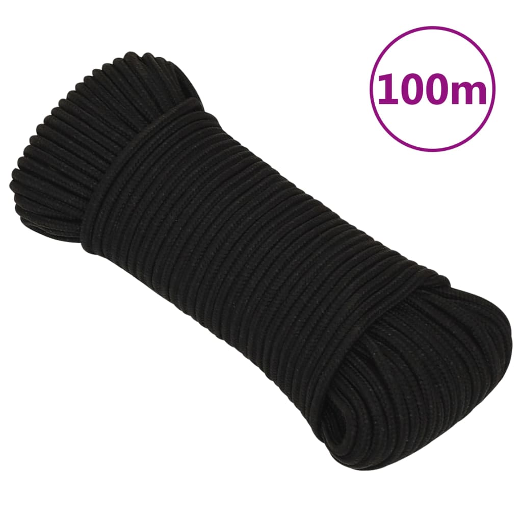 fekete poliészter munkakötél 5 mm 100 m