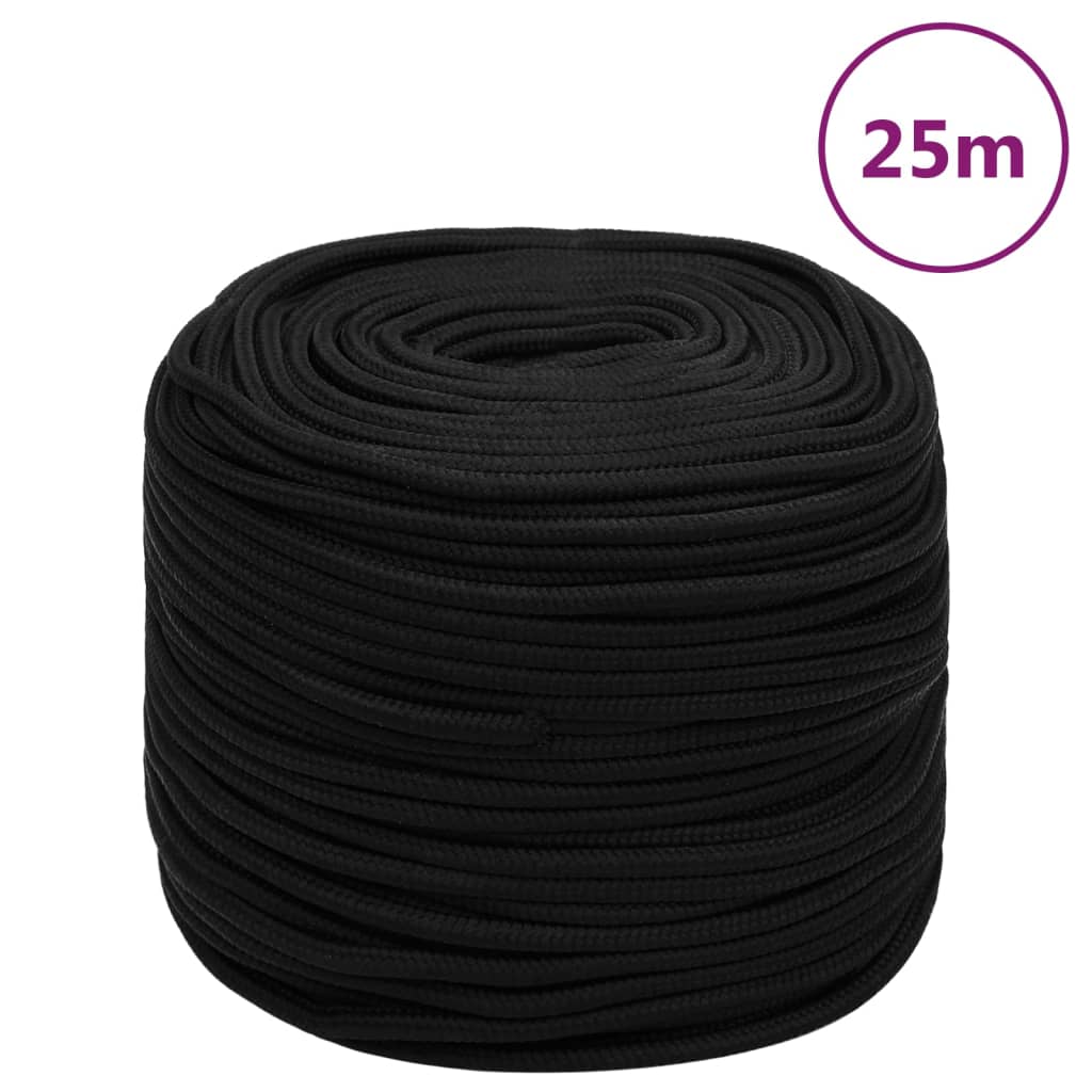 fekete poliészter munkakötél 6 mm 25 m