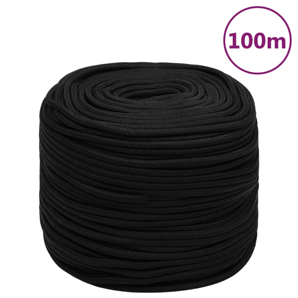 fekete poliészter munkakötél 6 mm 100 m