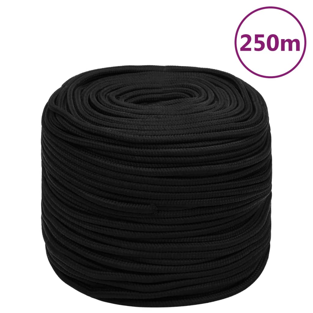 fekete poliészter munkakötél 8 mm 250 m