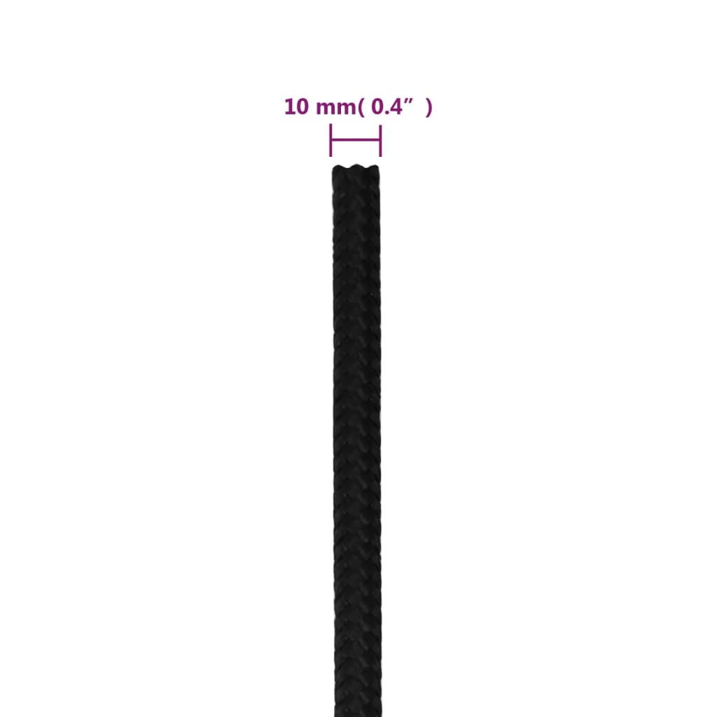fekete poliészter munkakötél 10 mm 250 m