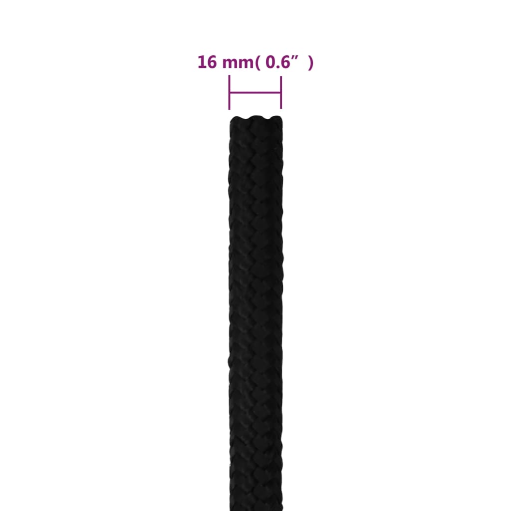 fekete poliészter munkakötél 16 mm 100 m
