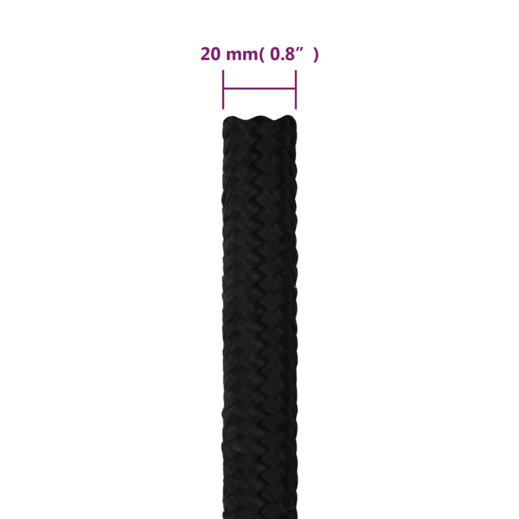 fekete poliészter munkakötél 20 mm 25 m
