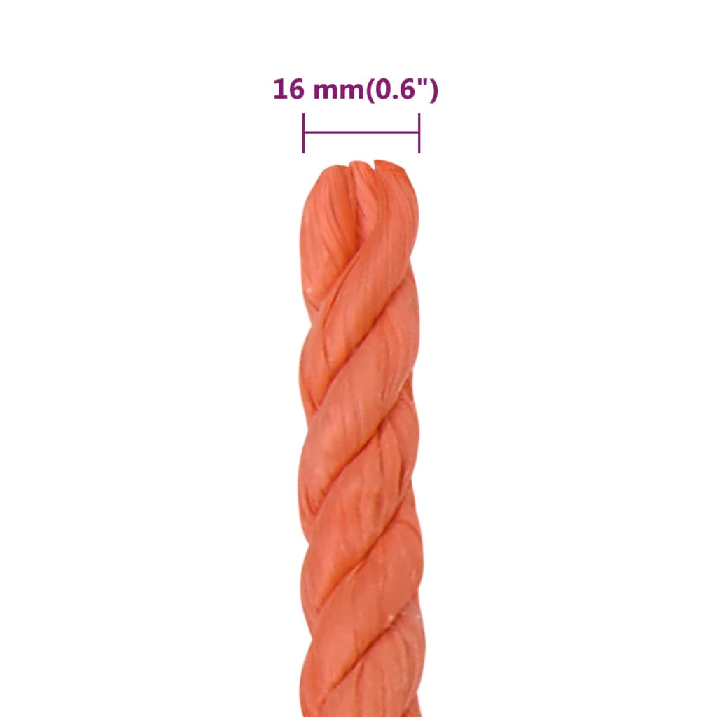 narancssárga polipropilén munkakötél 16 mm 50 m