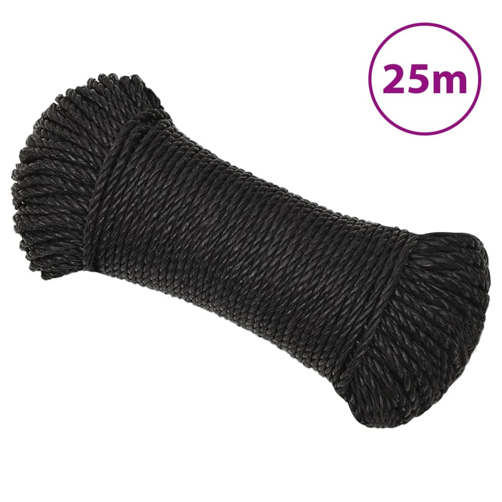 fekete polipropilén munkakötél 3 mm 25 m