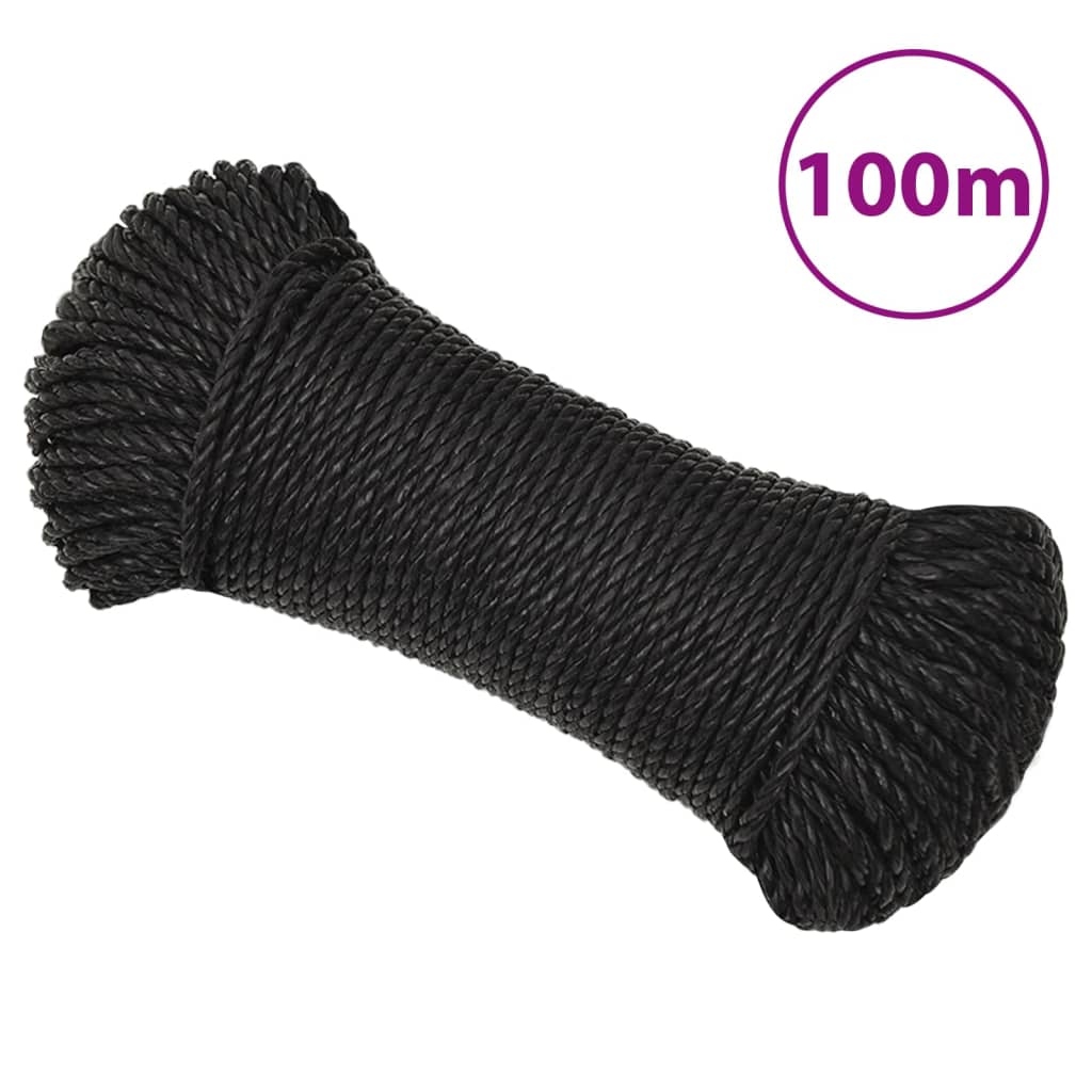 fekete polipropilén munkakötél 3 mm 100 m