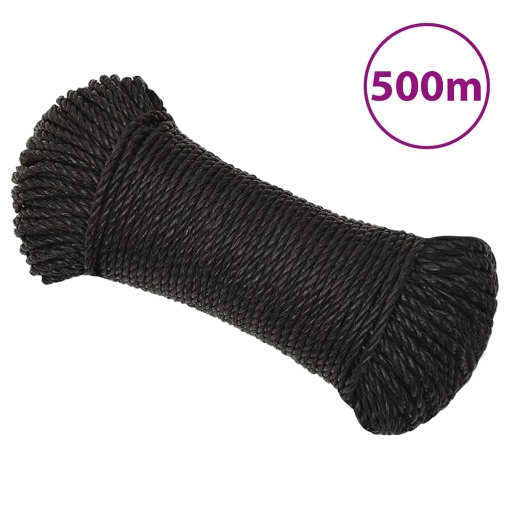 fekete polipropilén munkakötél 3 mm 500 m