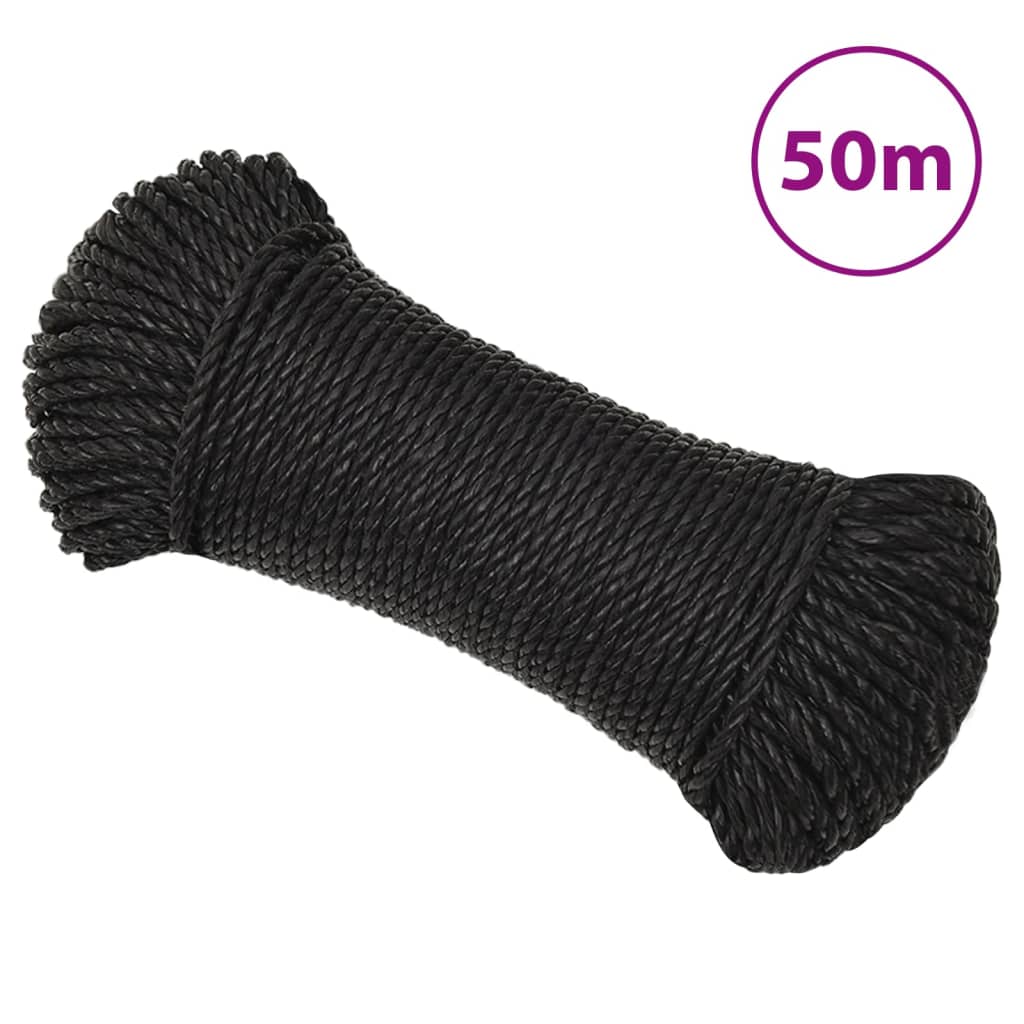 fekete polipropilén munkakötél 8 mm 50 m