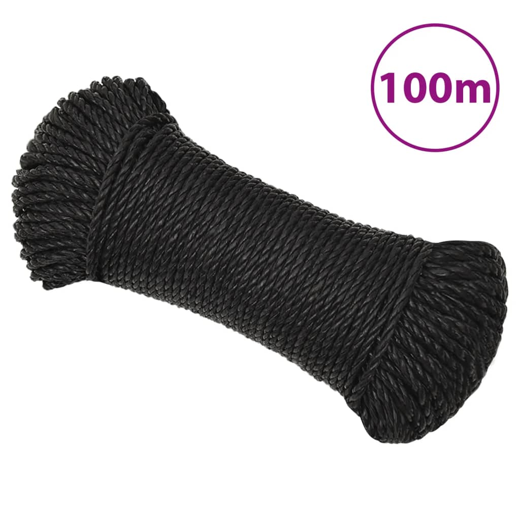 fekete polipropilén munkakötél 8 mm 100 m