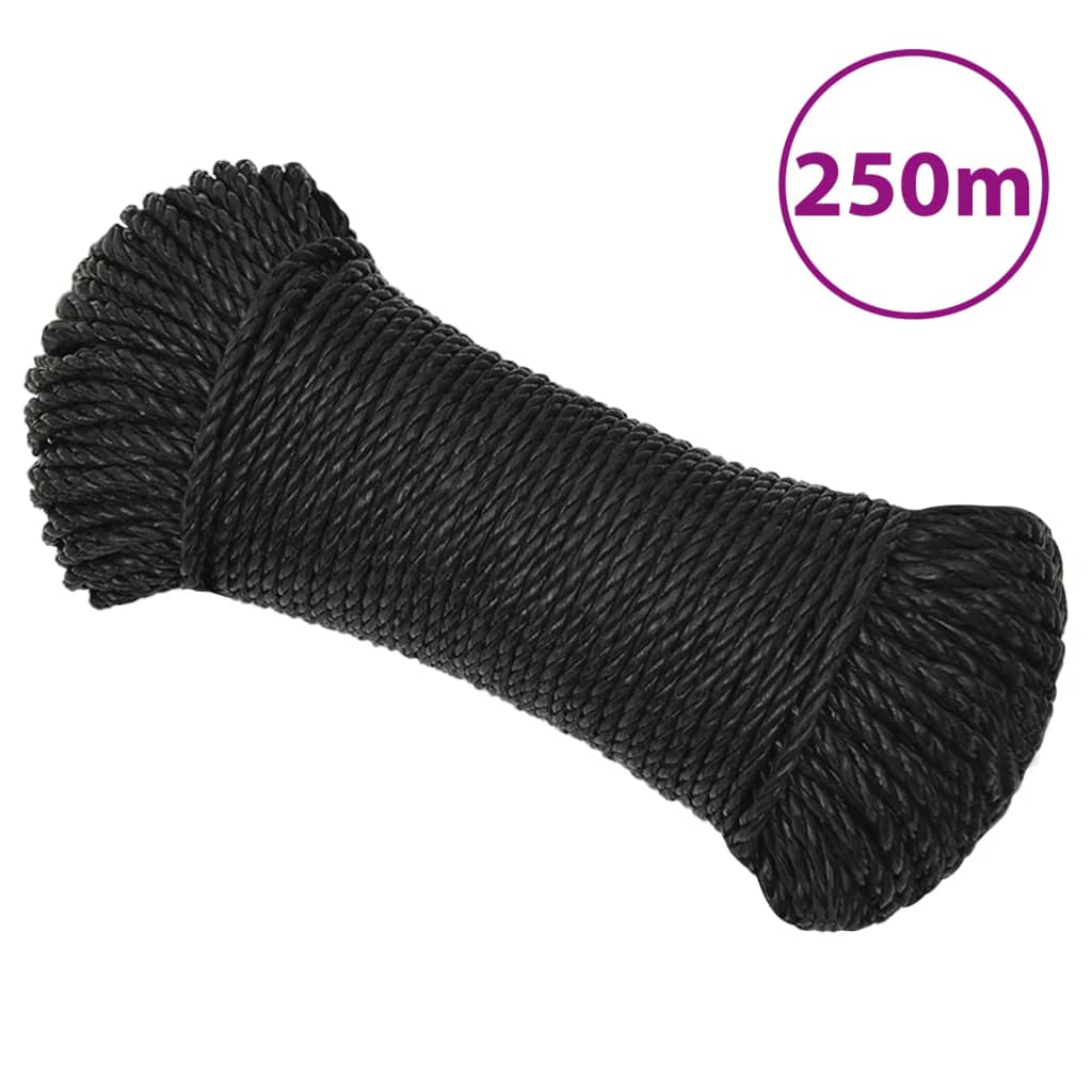 fekete polipropilén munkakötél 8 mm 250 m