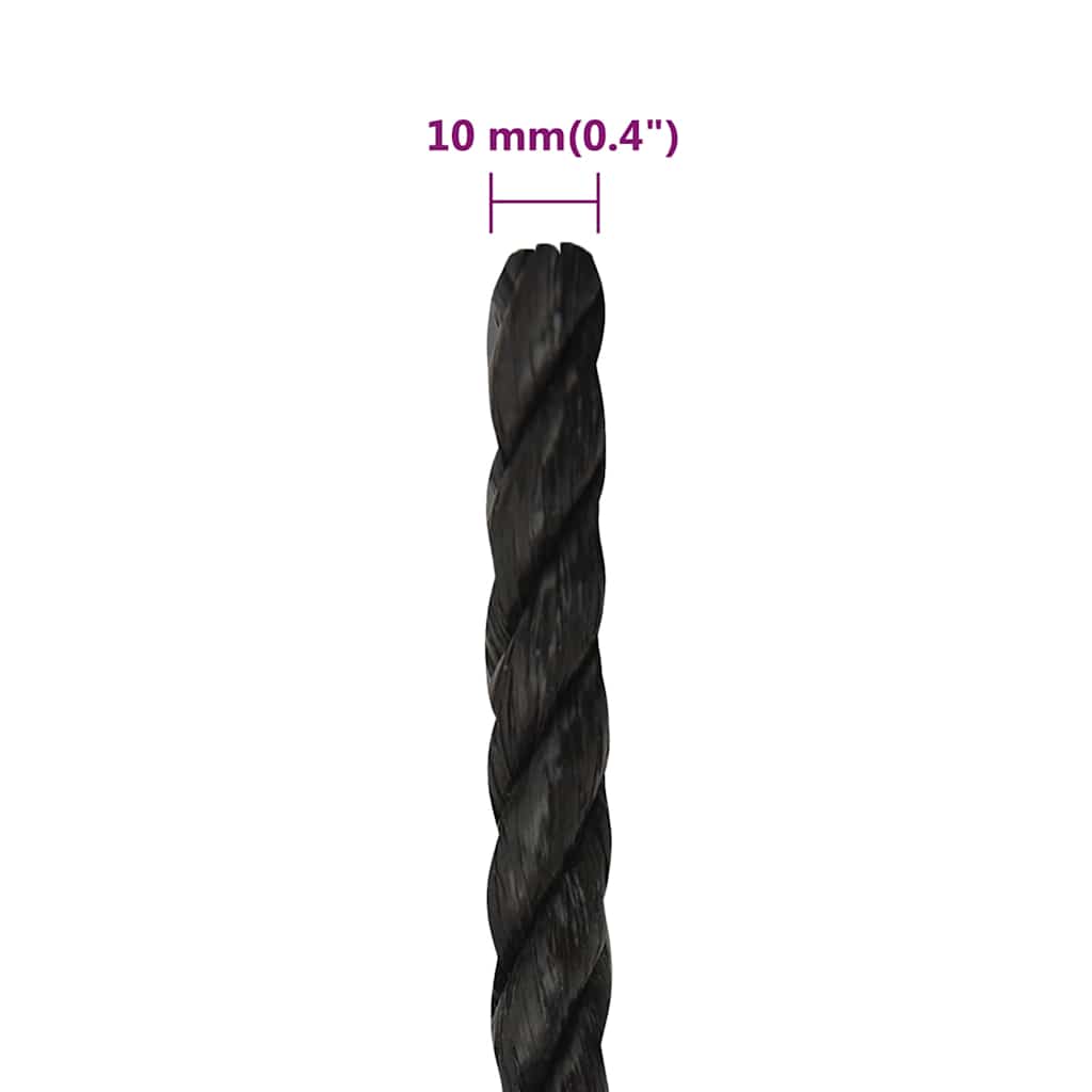 fekete polipropilén munkakötél 10 mm 50 m