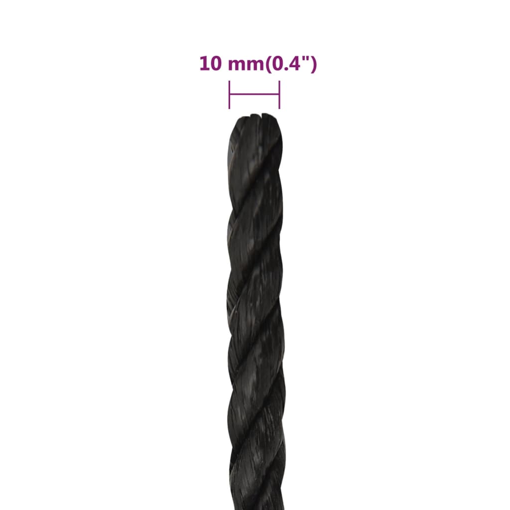 fekete polipropilén munkakötél 10 mm 250 m