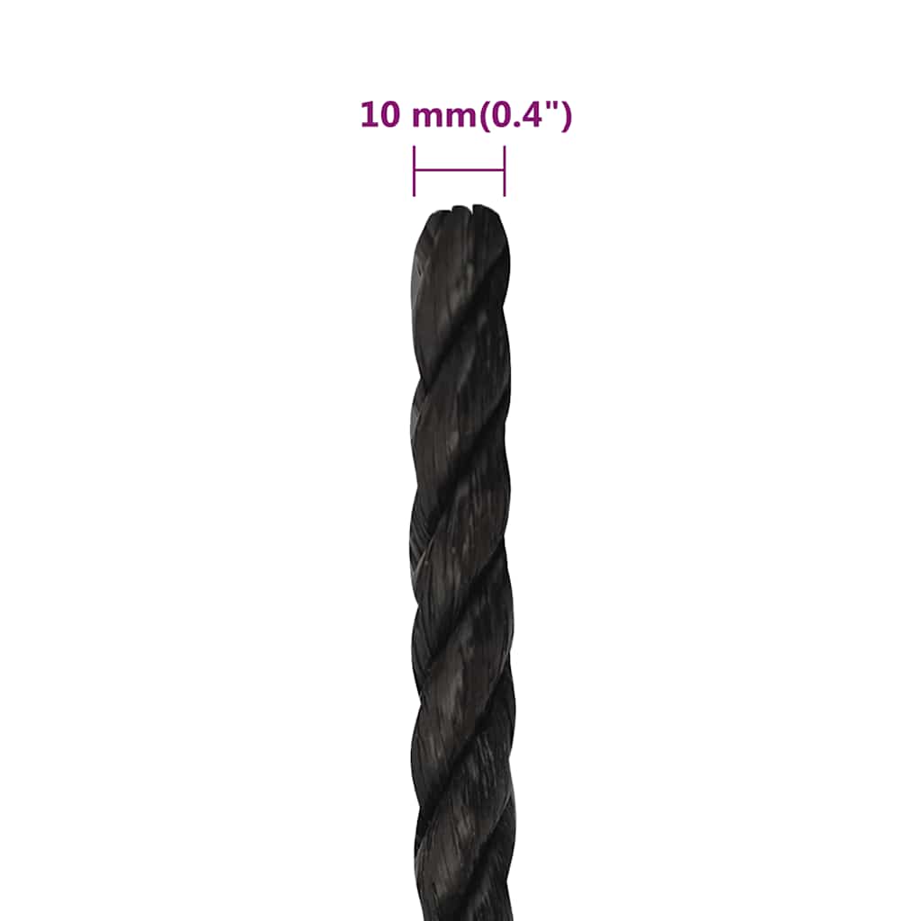 fekete polipropilén munkakötél 10 mm 500 m