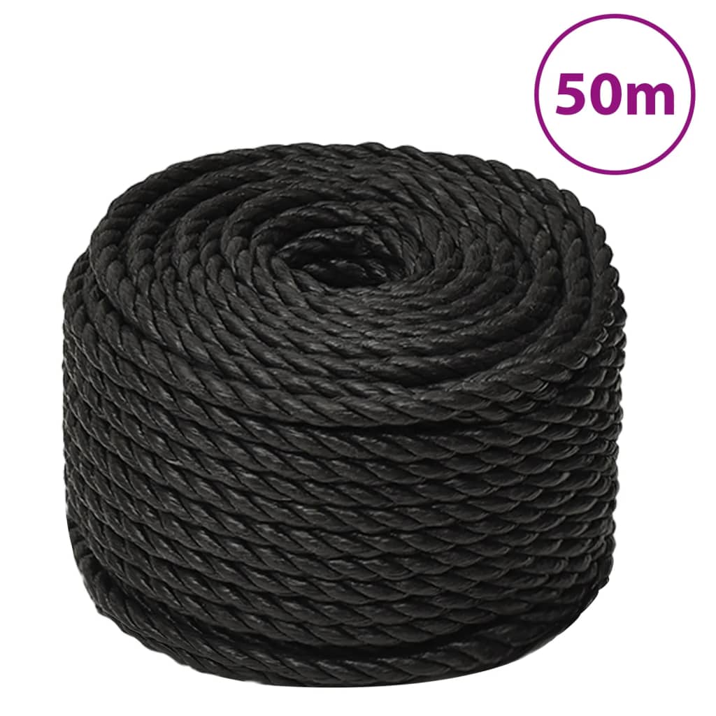 fekete polipropilén munkakötél 14 mm 50 m