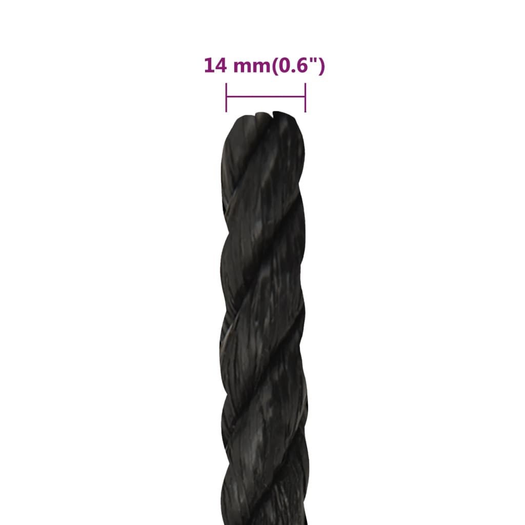 fekete polipropilén munkakötél 14 mm 250 m
