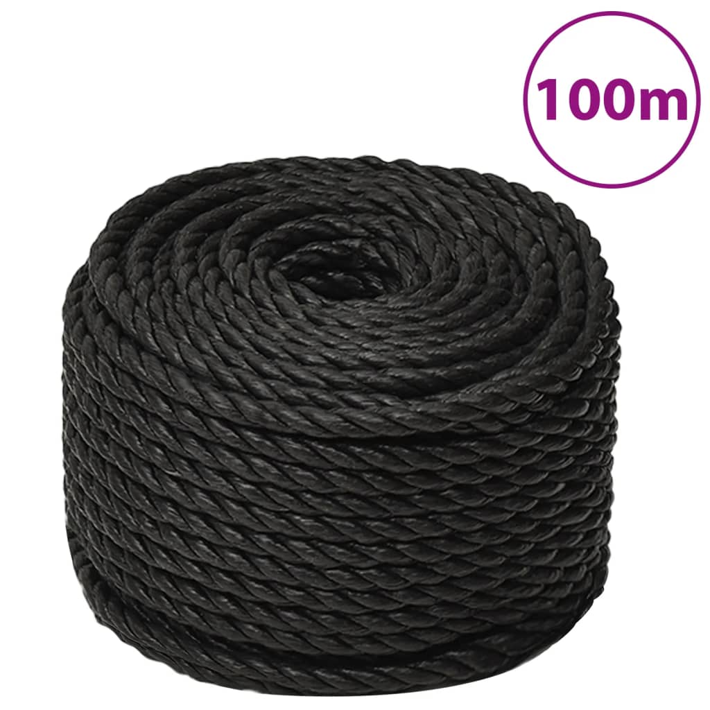 fekete polipropilén munkakötél 16 mm 100 m