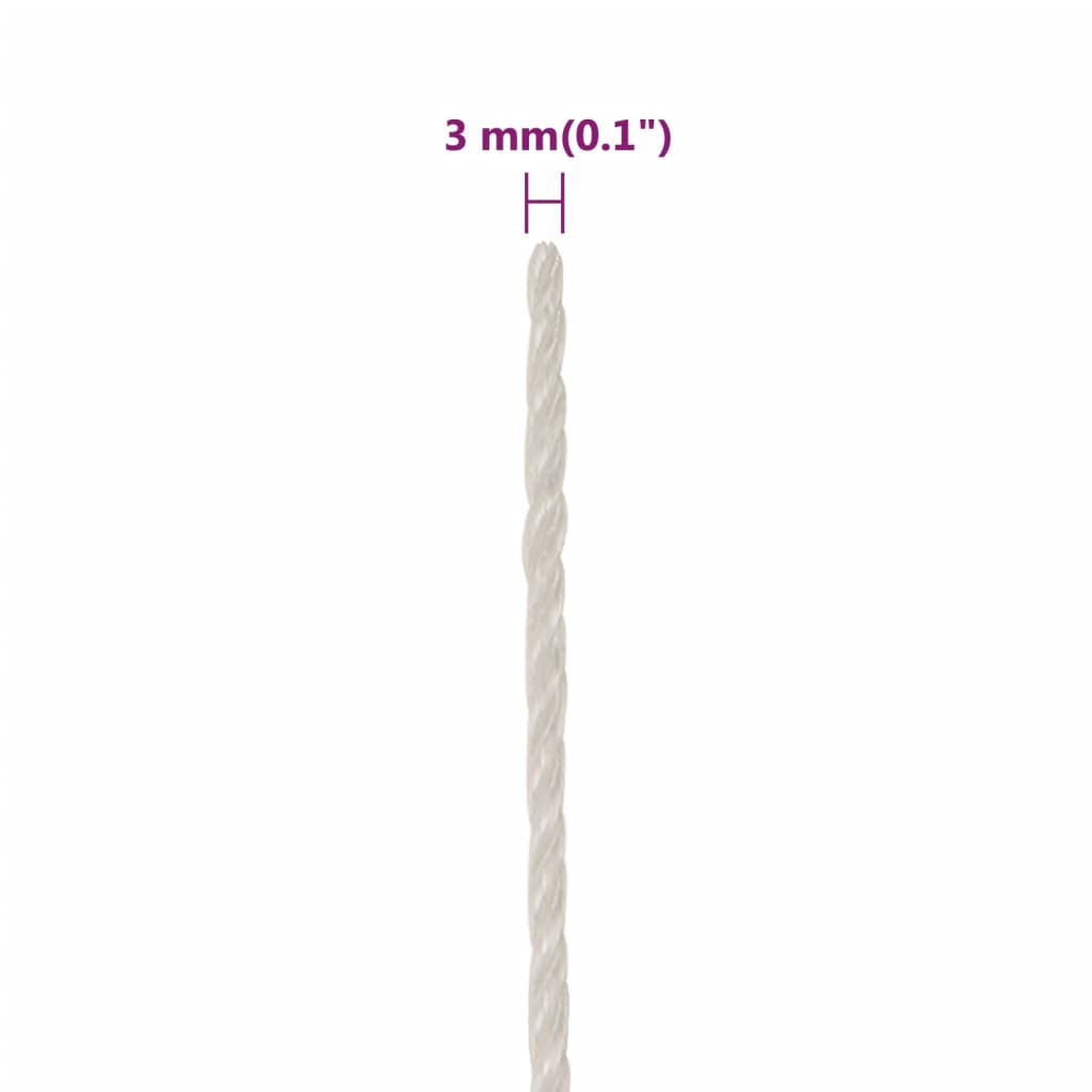 fehér polipropilén munkakötél 3 mm 50 m