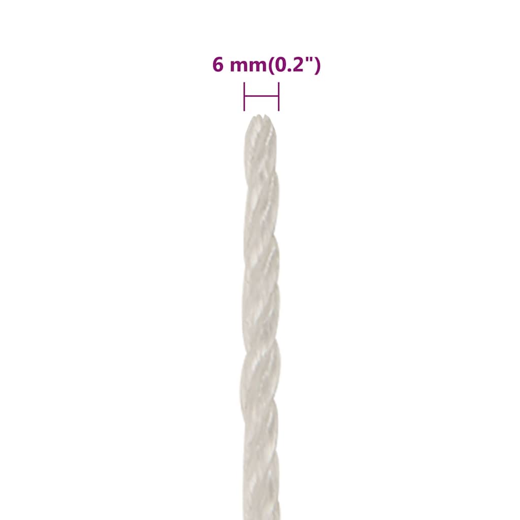 fehér polipropilén munkakötél 6 mm 100 m