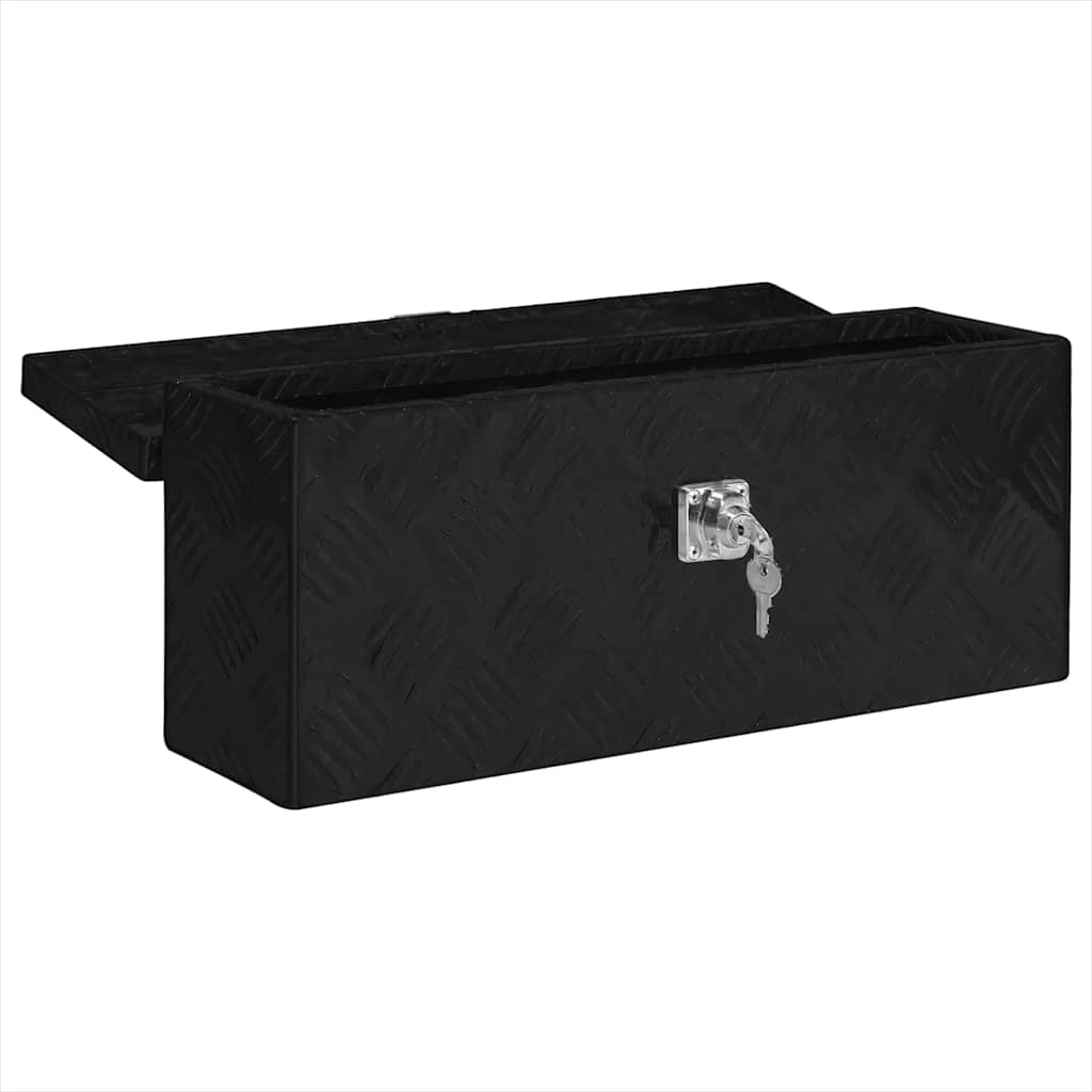 fekete alumínium tárolóláda 50x15x20,5 cm